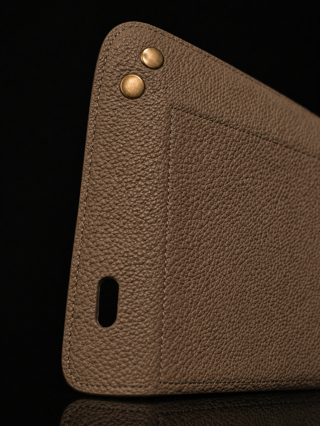 ZOWASHA pebble leather grain texture with brass snap